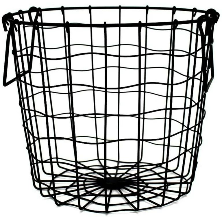 esafio Storage Baskets for Bathroom with Handle,Round Metal Wire Shelf, Grid Dirty Clothes Basket... | Walmart (US)