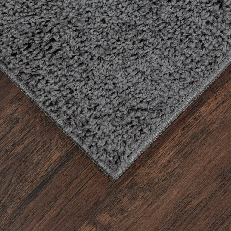 Mainstays Traditional Solid Gray Shag Indoor Area Rug, 7' x 10' | Walmart (US)