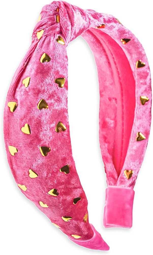 FROG SAC Pink Heart Headband for Girls, Studded Knotted Headbands for Kids, Cute Stud Knot Head B... | Amazon (US)