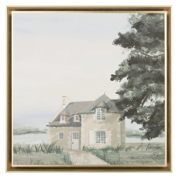 Home Décor Collection Coastal Seaside Manor Framed Canvas Wall Art, 15.5" x 15.5", Antique Gold | Walmart (US)