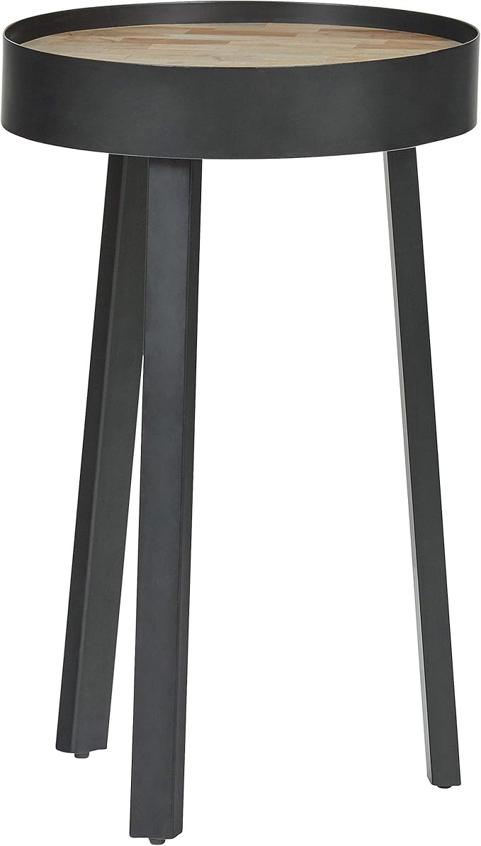 Amazon Brand – Rivet Jaxon Rustic Round Side Table, 16" Diameter, Natural and Black | Amazon (US)