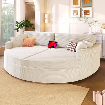 Whisen 102.3" Oversized Double Chaise Lounge Sofa & Sofa Bed, Sofa Couch with Deep Seat - Beige | Target