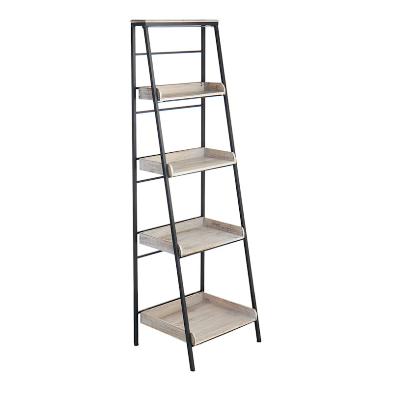 Black Metal Folding Rack with Wood Tray Layer | At Home