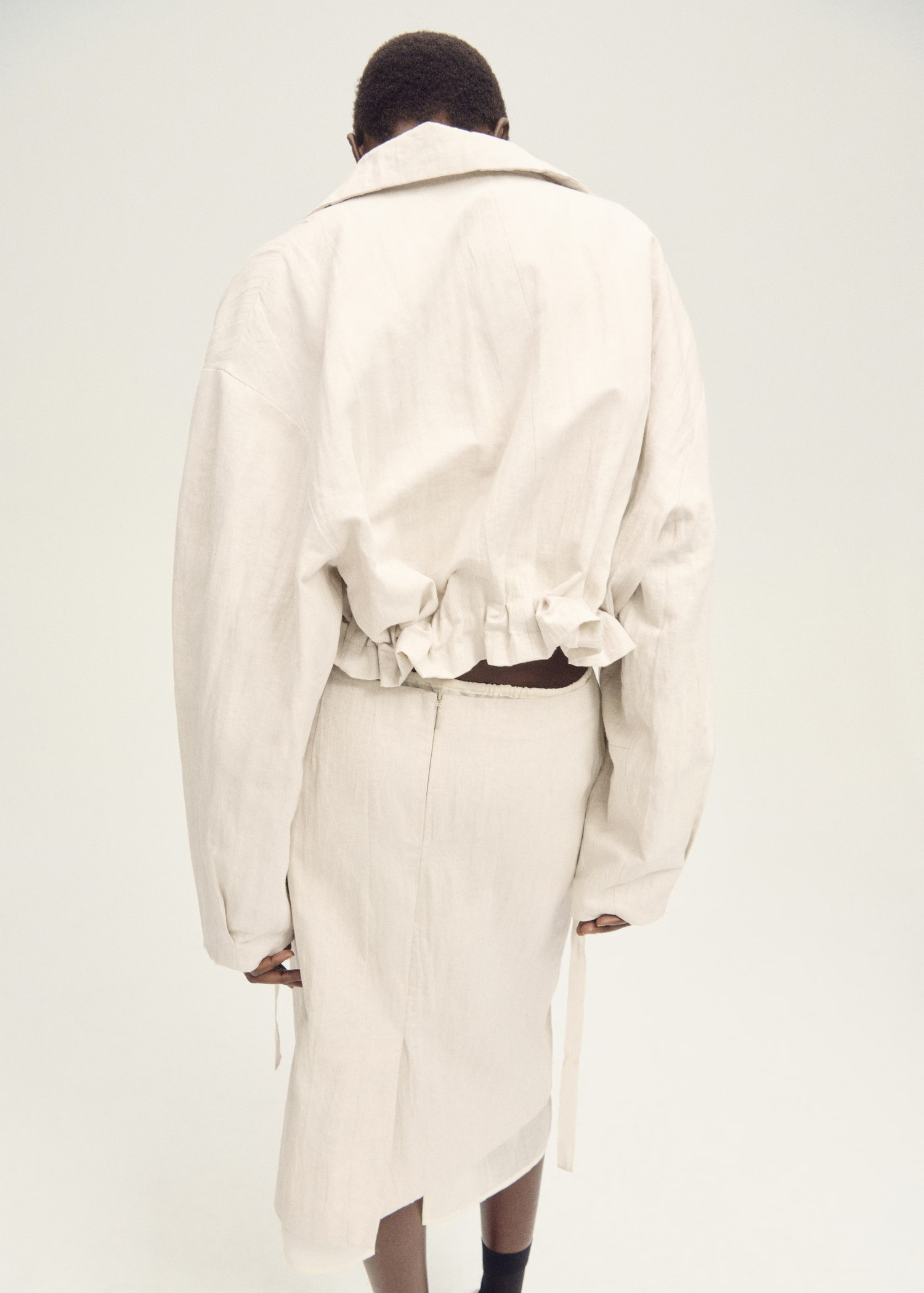 Linen-blend cropped jacket - Women | MANGO United Kingdom | MANGO (UK)