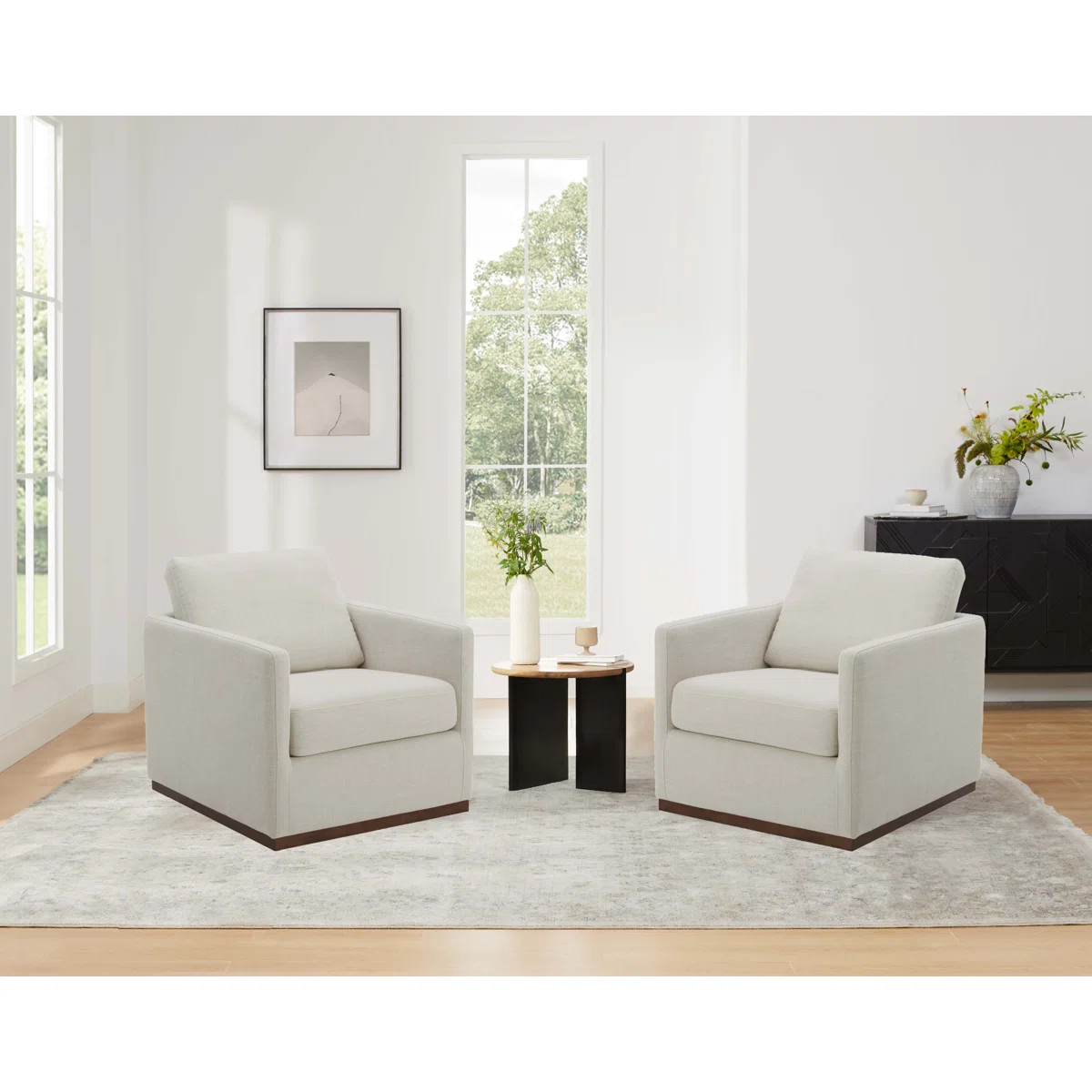 Bobbi Upholstered Swivel Armchair (Set of 2) (Set of 2) | Wayfair North America