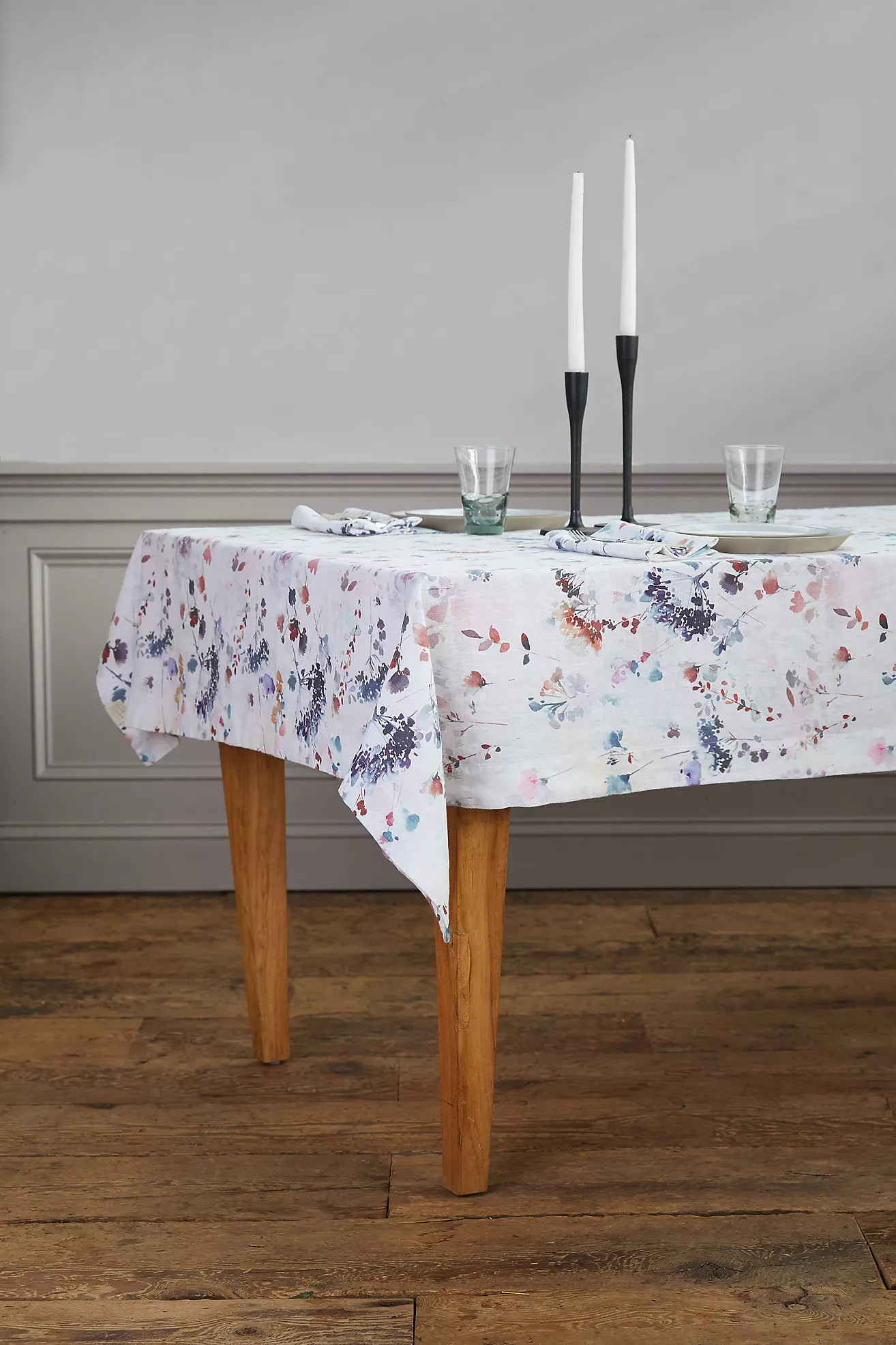 Lithuanian Linen Tablecloth, Painted Florals | Anthropologie (US)