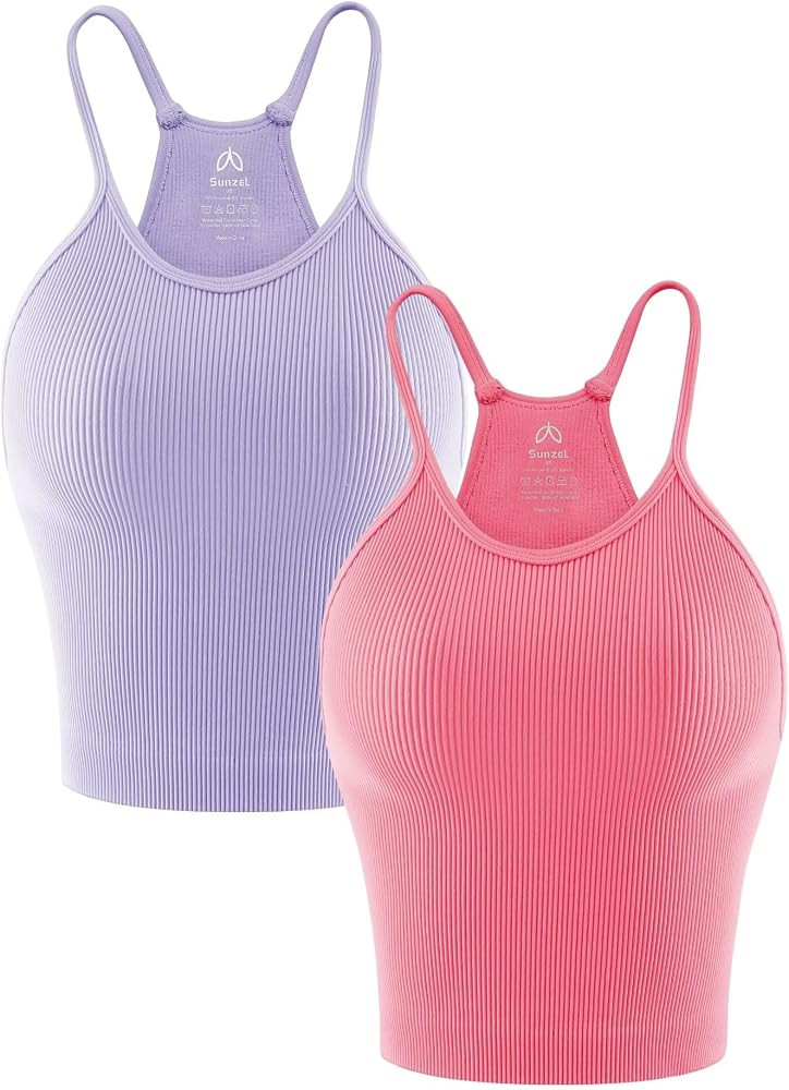 Sunzel Free to Be Tank, Crop Ribbed Tank Tops Seamless Racerback Camisoles No pad Camis Cropped W... | Amazon (US)