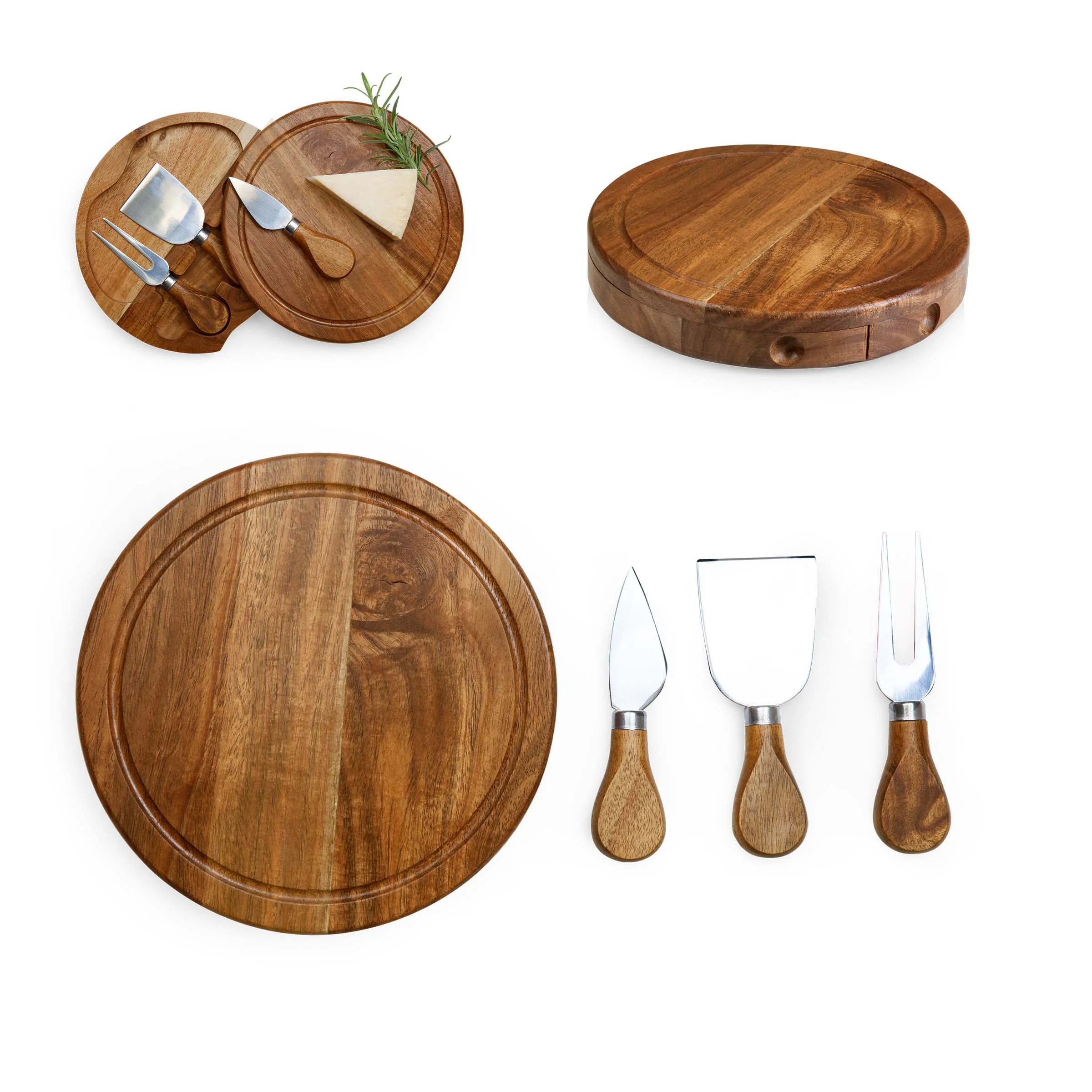 TOSCANA Acacia Brie Cheese Cutting Board & Tools Set | Walmart (US)