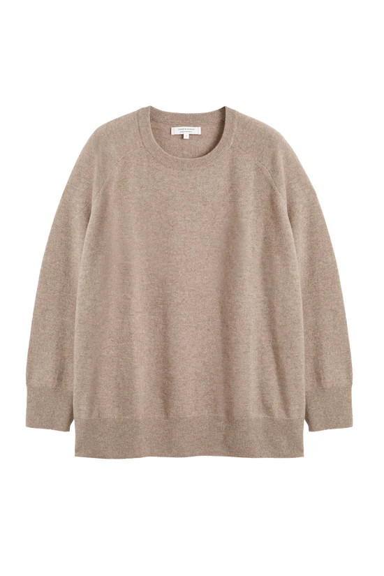 Warm-Oatmeal Pure Cashmere Slouchy Sweater | Chinti & Parker
