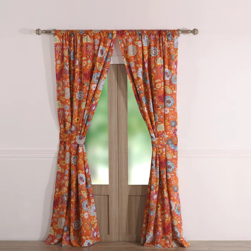 Massaline Floral Semi-Sheer Rod Pocket Curtains (Set of 2) | Wayfair Professional