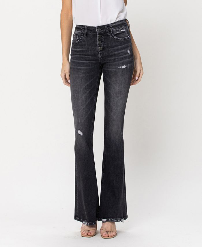Women's Mid-Rise Flare Jeans with Exposed Button Fly Slit Detail | Macys (US)