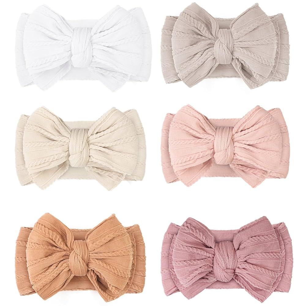 CÉLLOT Super Stretchy Soft Handmade Headbands with Double Bows Head Wrap Nylon Hair Accessories ... | Amazon (US)