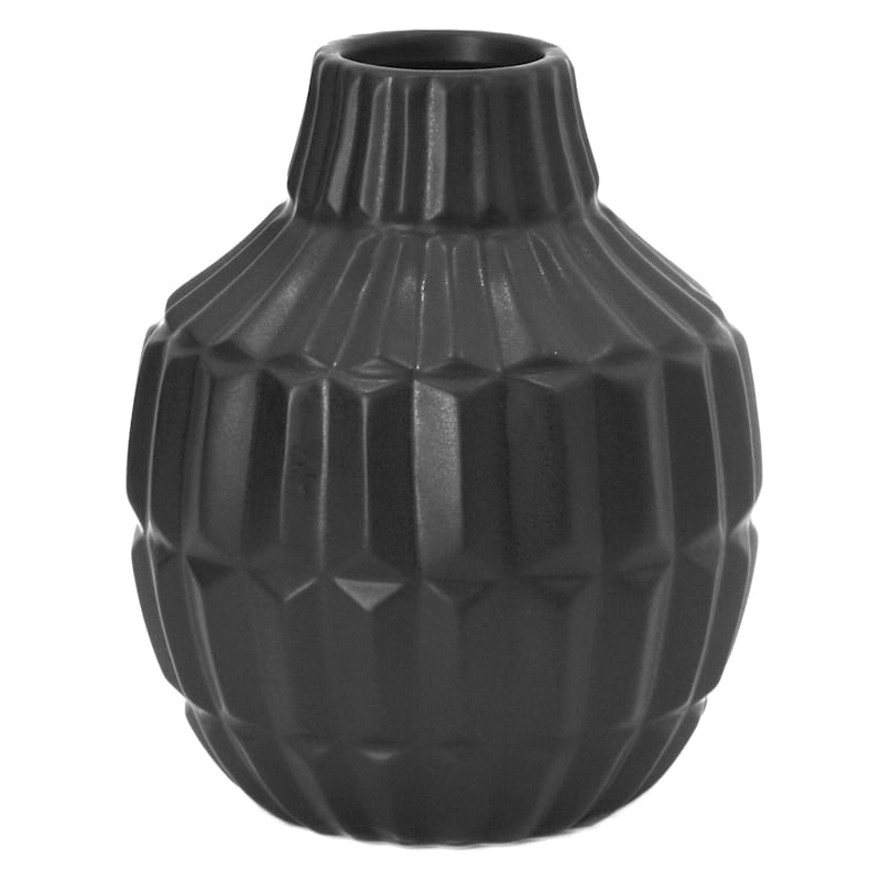 Crosby St. Addison Black Ceramic Vase, 6" | At Home