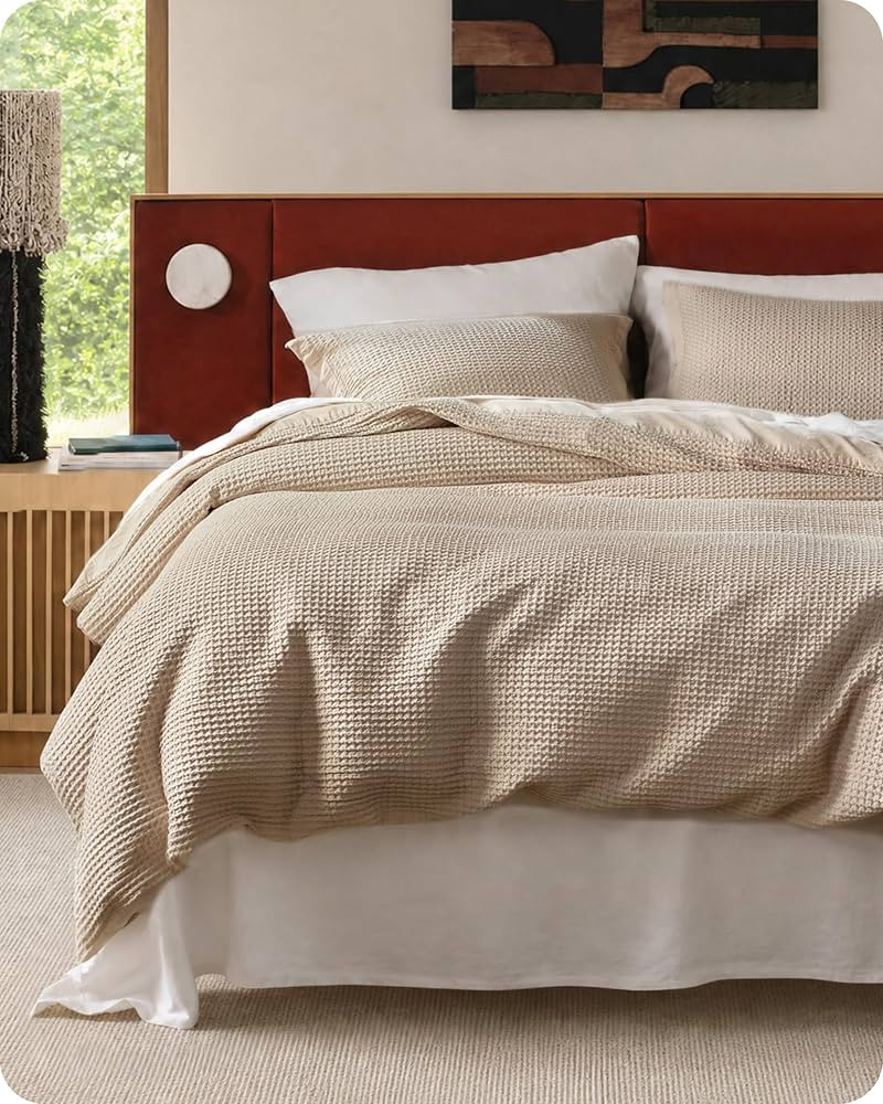 Bedsure Cotton Duvet Cover King - 100% Cotton Waffle Weave Khaki Duvet Cover King Size, PureWoven... | Amazon (US)