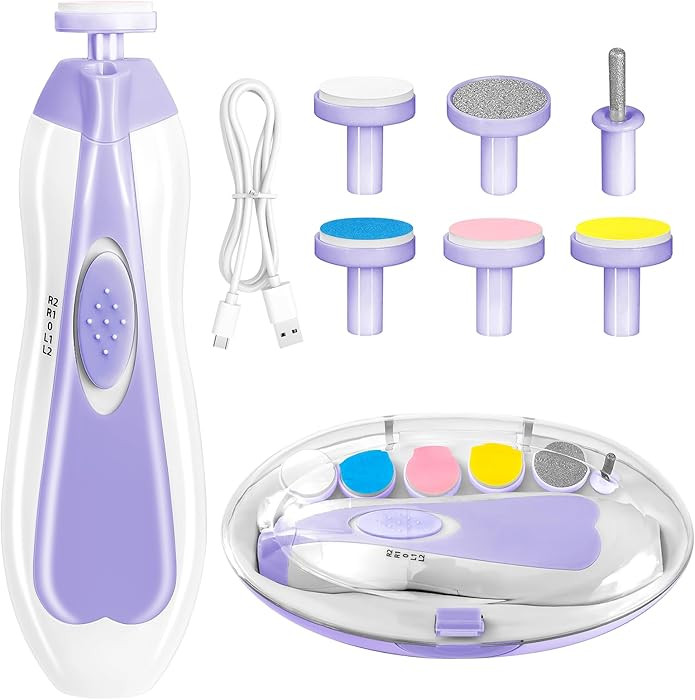 Baby Nail Trimmer Electric, 6 in 1 Rechargeable Baby Nail Clippers Manicure Set Grooming Kit for ... | Amazon (US)