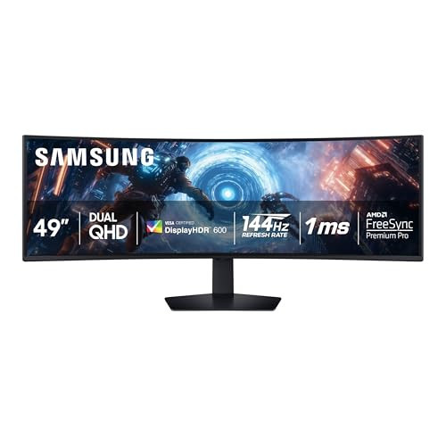 SAMSUNG 49-inch Odyssey G9 (G91F) DQHD, 144Hz, Curved Gaming Monitor, Ultra-Wide 32:9 Screen, DisplayHDR 600, AMD FreeSync™ Premium Pro, Ergonomic Stand, LS49FG910ENXZA, 2025 | Amazon (US)