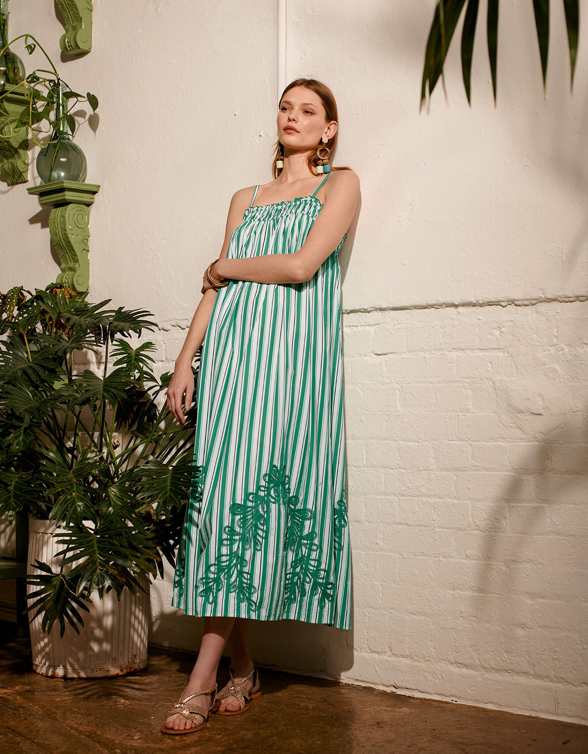 Dorita Embroidered Dress Green | Monsoon (UK)