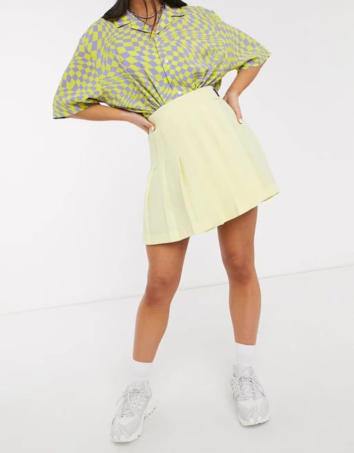 COLLUSION pleated skirt in yellow | ASOS (Global)