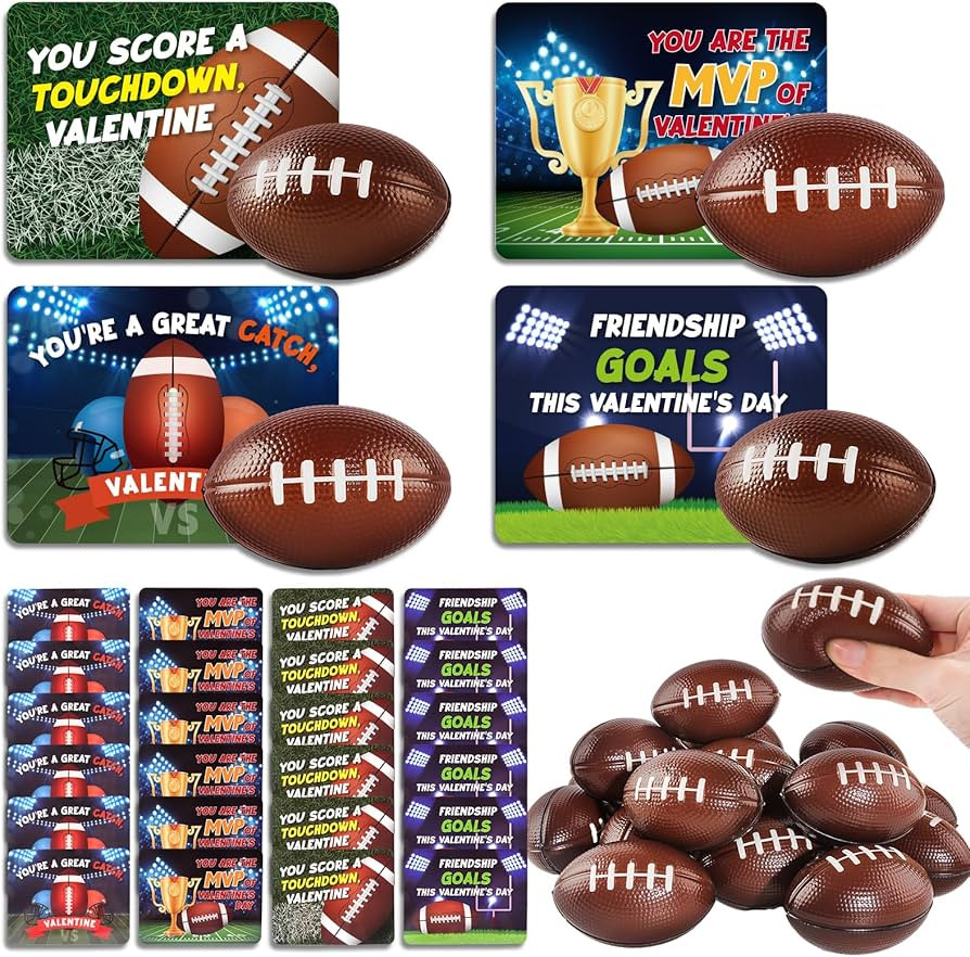 Shemira 24 Pack Valentine's Day Cards for Kids with Squeeze Footballs, Valentines Cards for Kids ... | Amazon (US)