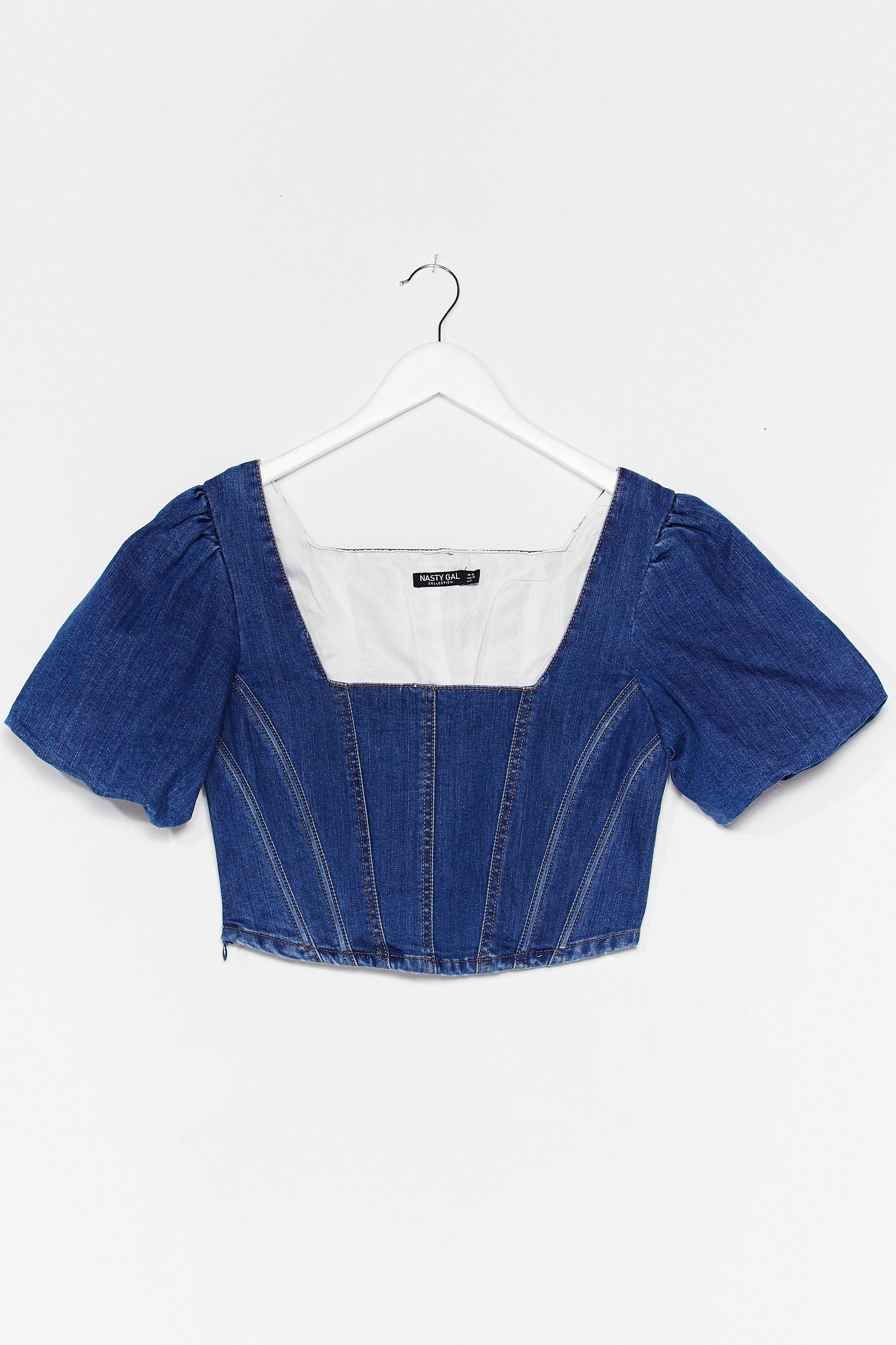 Womens Be Right Square Neck Denim Corset Top - Mid Blue | NastyGal (US & CA)