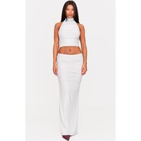 Light Grey Soft Touch Ruched Maxi Skirt | PrettyLittleThing US