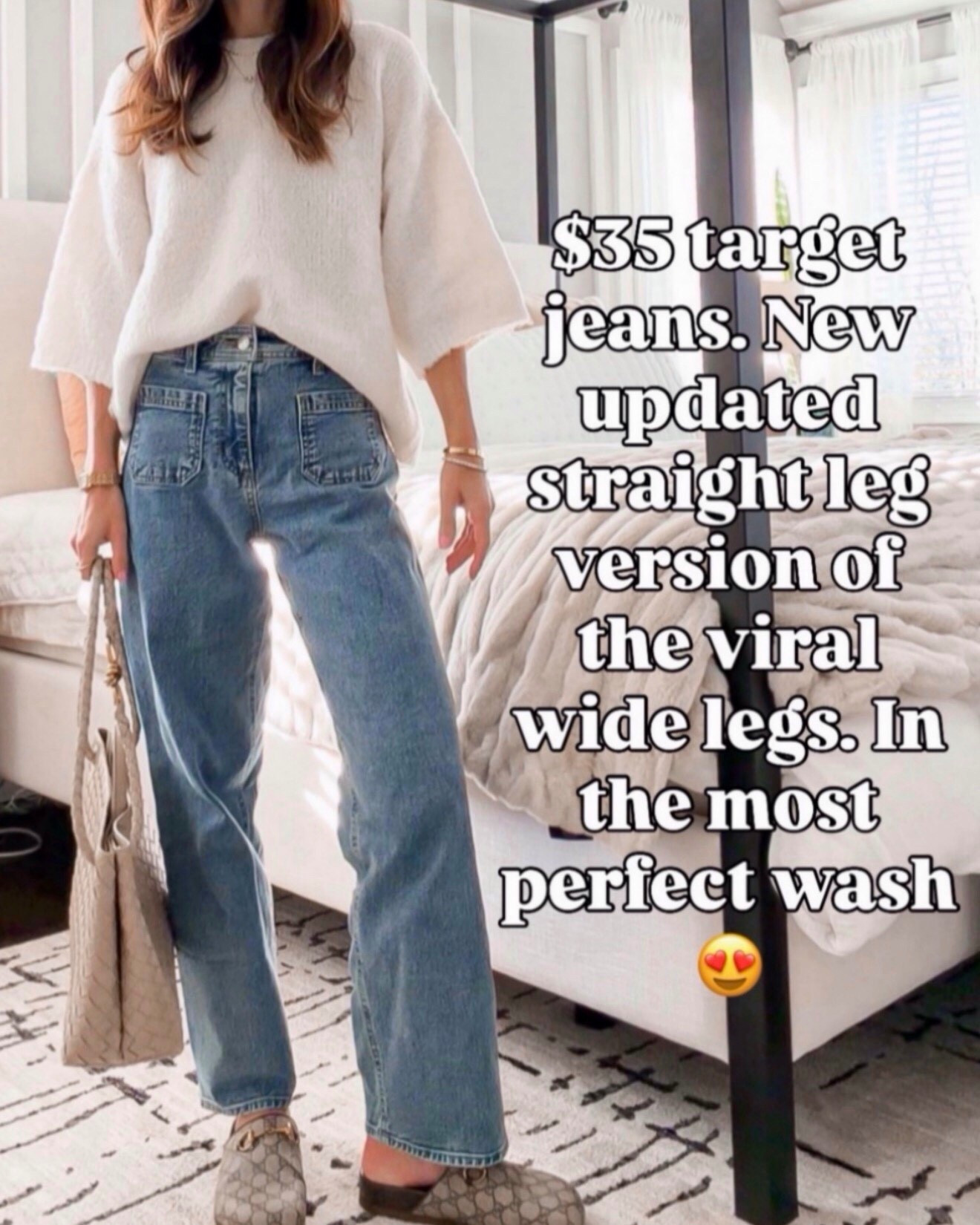 $35 Target jeans! New updated straight leg version of the viral wide leg jeans in the most perfect wash 🙌🏻

#LTKootd #LTKOver40 #LTKSeasonal