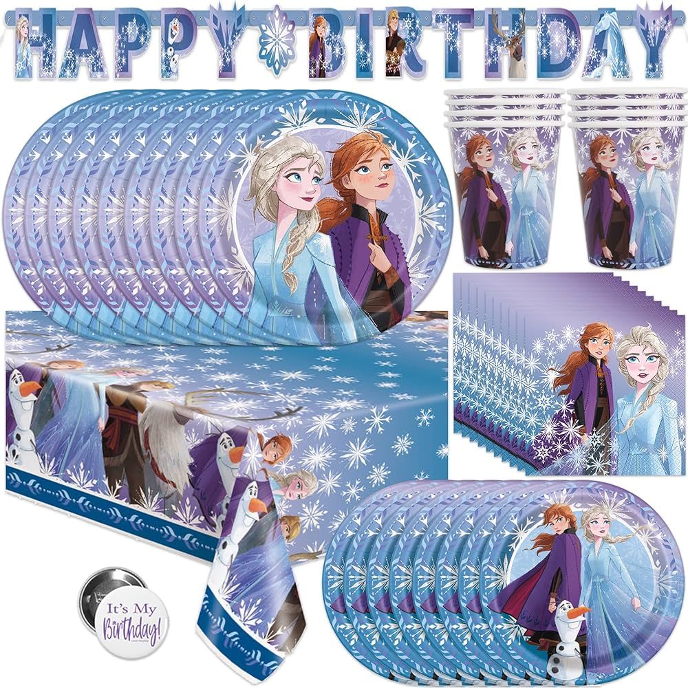 Frozen 2 Theme Birthday Party Supplies Pack - Serves 16 Guests - Banner Decoration, Table Cover, ... | Amazon (US)