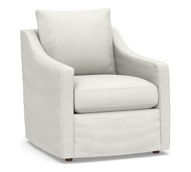 Ayden Slope Arm Slipcovered Armchair, Polyester Wrapped Cushions, Basketweave Slub Ivory | Pottery Barn (US)
