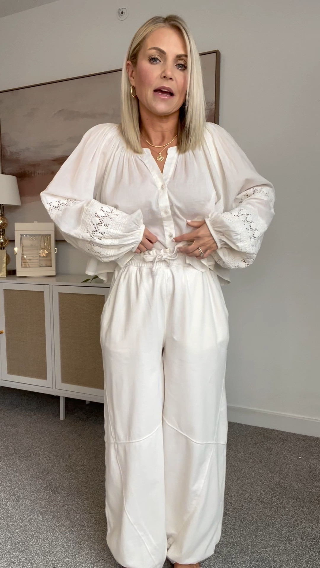 This top is so pretty and lightweight will be perfect for summer. & these pants are a literal dream!! Top I got a xS and the bottoms a xxs.

Spring outfits, summer outfits, spring dresses, summer dresses, Easter dress, vacation outfits, spring break outfit, shorts, white dress, beach dress, sandals, denim jacket, midsize, midsize fashion, petite, petite fashion

#LTKPetite #LTKStyleTip #LTKMidsize