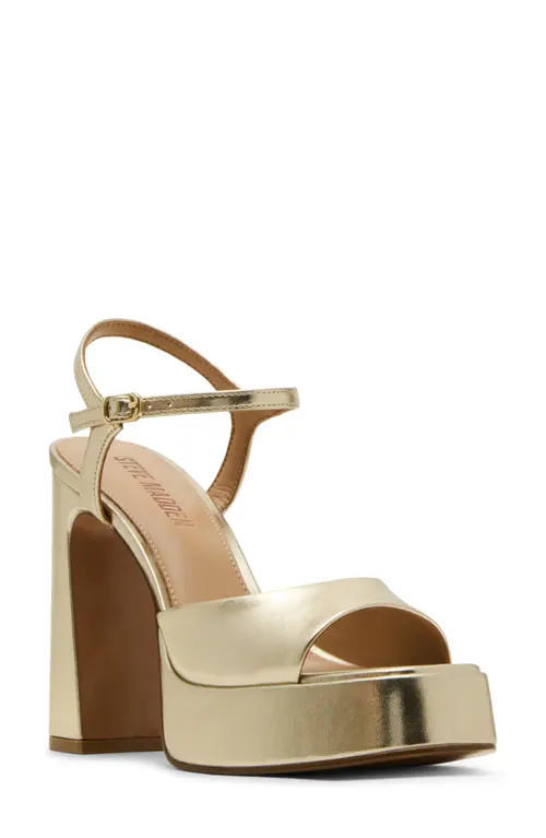 Steve Madden Liandra Ankle Strap Platform Sandal in Champagne at Nordstrom, Size 6 | Nordstrom
