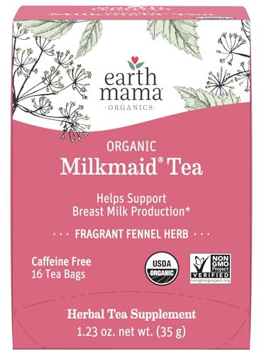 Earth Mama Organic Milkmaid® Tea | Lactation Support Herbal Tea Bags for Breastfeeding, Decaf Lactation Supplement for Increased Breast Milk Production, With Milk Thistle & Fenugreek (16 Count) | Amazon (US)