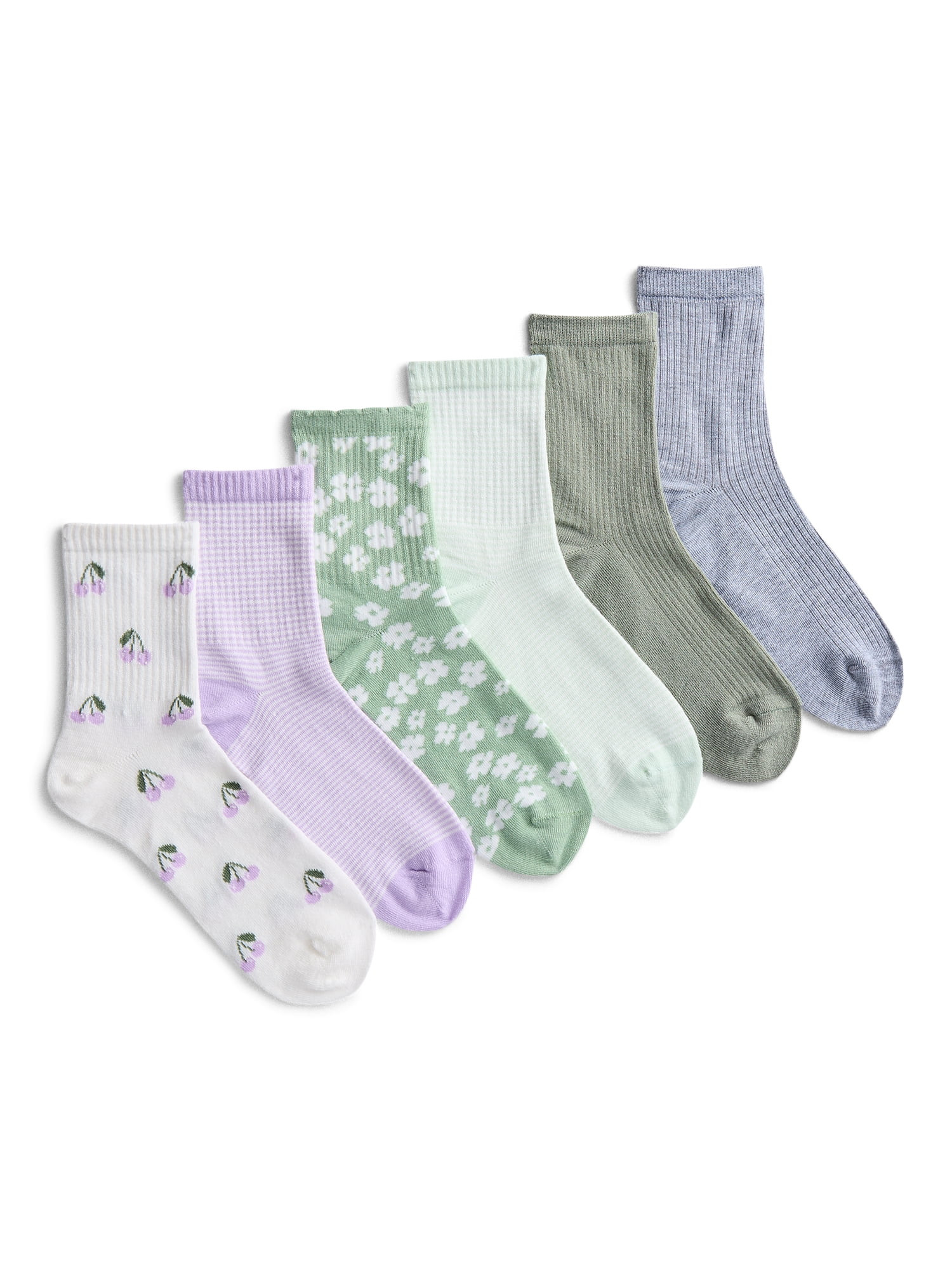 No Boundaries Women's Ribbed Mid Crew Socks, 6-Pack, Women's, Shoe Sizes 4-10 | Walmart (US)