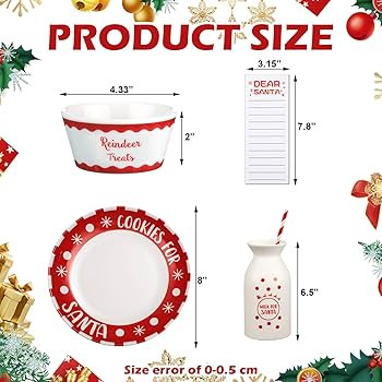 Nitial 4 Pcs Christmas Cookies for Santa Gift Set Santa Cookie Plate Santa Milk Jar Reindeer Trea... | Amazon (US)