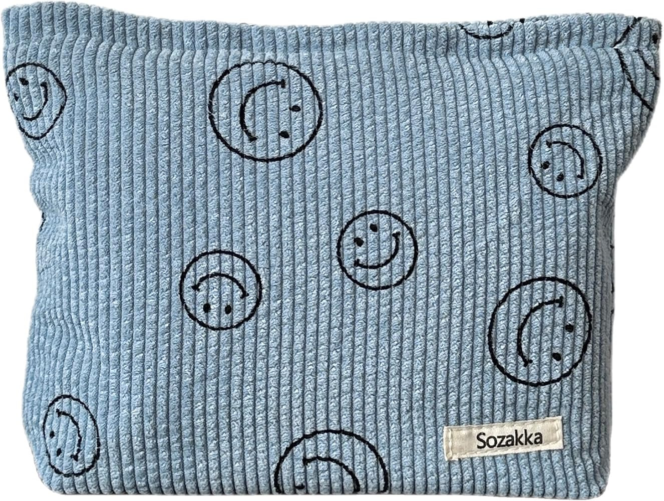 Cosmetic Bags for Women - Corduroy Cosmetic Bag Aesthetic Women Handbags Purses Smile Dots Makeup... | Amazon (US)