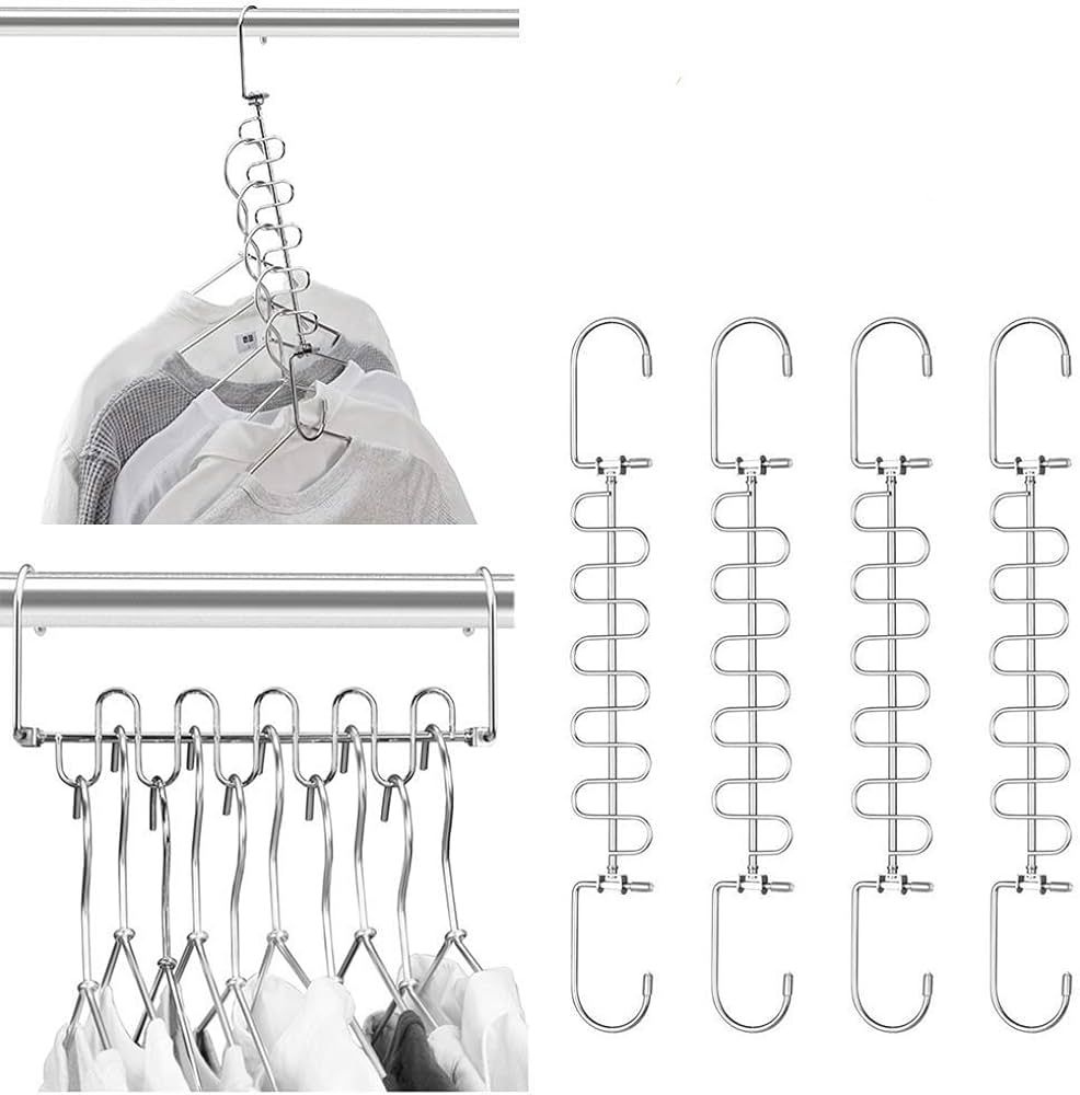 Meetu Magic Cloth Hanger Space Saving Hangers Metal Closet Organizer for Closet Wardrobe Closet O... | Amazon (US)