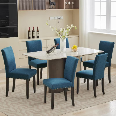 6-Piece Upholstered Dining Chair Set, Modern Fabric Upholstered Chairs, Kitchen Chairs for Dining Room/Kitchen, Dark Blue | Target