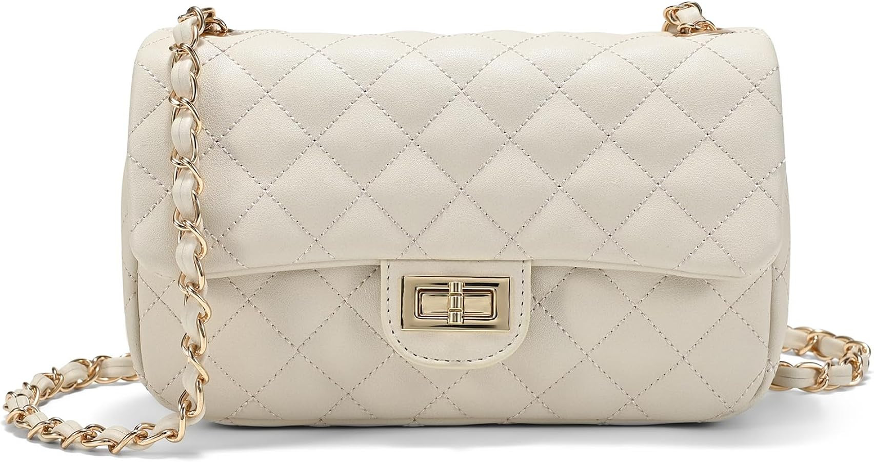 Quilted Crossbody Bags for Women, Small Soft Shoulder Handbags, Ladies Mini Vegan Leather Clutch ... | Amazon (US)