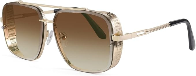 FEISEDY Sunglasses Mens Women Vintage Pilot Square Trendy Metal Steampunk Fishing Driving Sun Gla... | Amazon (US)