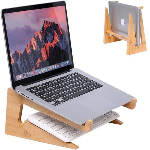 YOCAHAOY Wooden Laptop Stand Vertical Laptop for 13-18.6in Bamboo Stand for Desk,Laptop Stand Compatible with MacBook Air Pro/Dell XPS/Surface pro/HP/Pixelbook/Lenovo,More Laptops | Amazon (US)