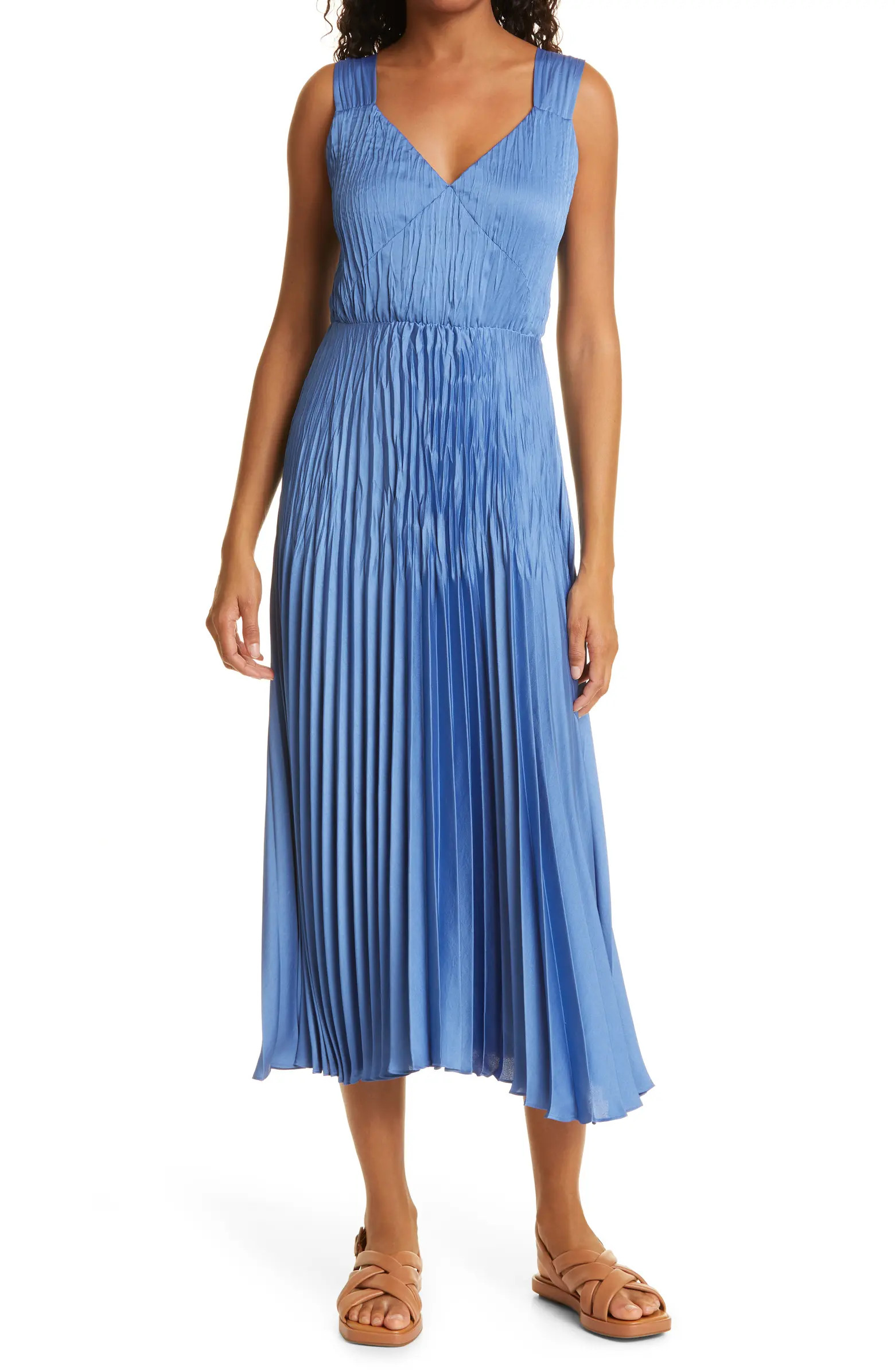 V-Neck Pleated Slipdress | Nordstrom