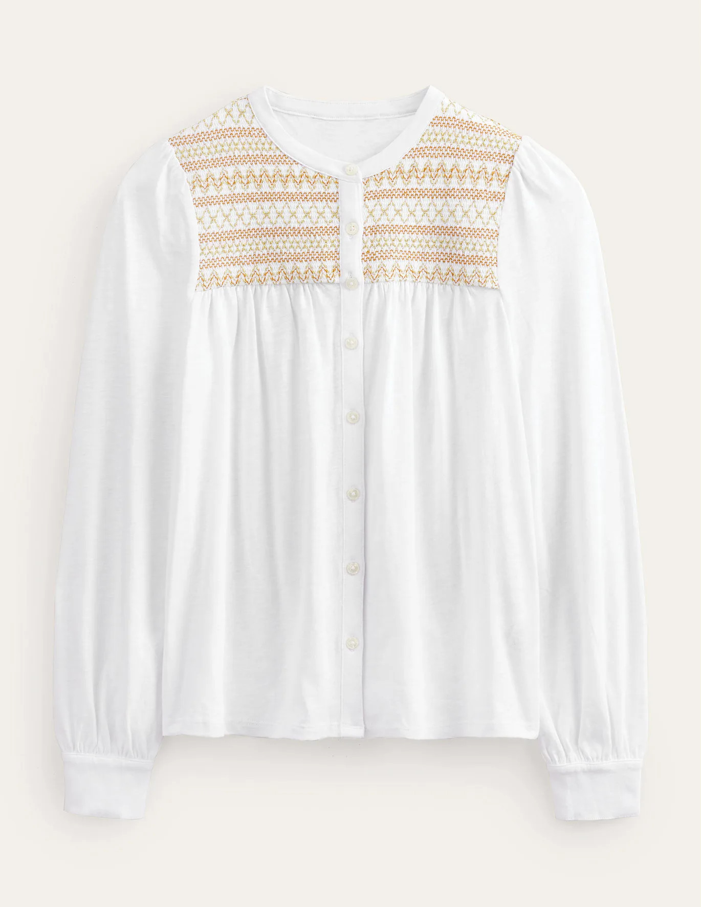 Smocked Yoke Embroidered Shirt | Boden (US)
