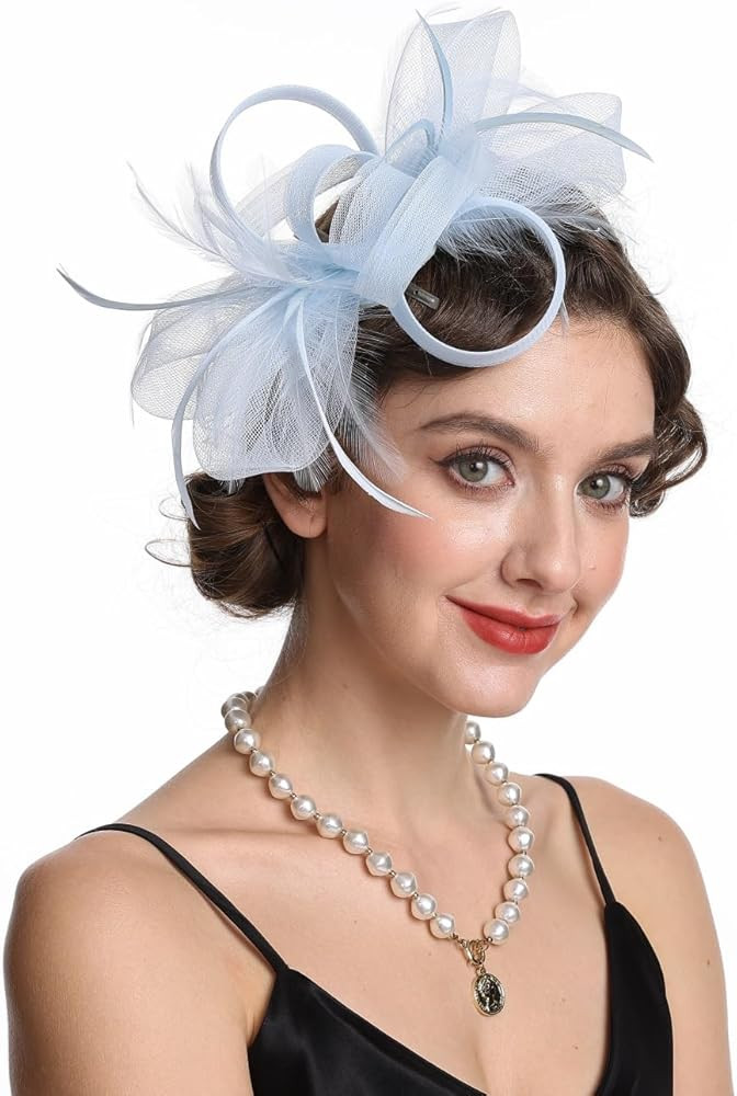 SAFERIN Fascinators Hat Flower Mesh Ribbons Feathers on a Headband and a Clip Tea Party Headwear ... | Amazon (US)