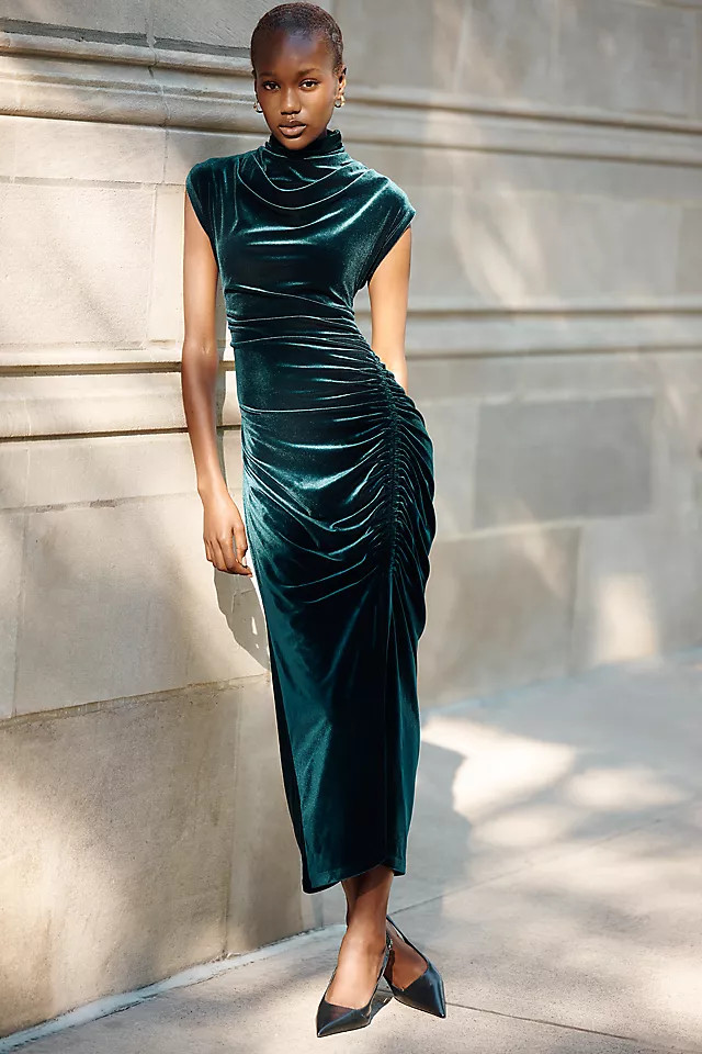 The Maya Stretch Velvet Cowl-Neck Dress | Anthropologie (US)