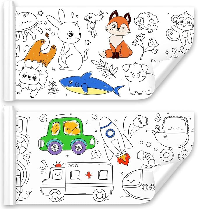2 Pcs Children's Drawing Roll, Coloring Paper Roll for Kids, 118×11.8 Inch Sticky DIY Painting D... | Amazon (US)