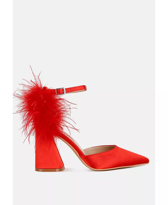 London Rag palmetta fur detail block heel sandals - Macy's | Macy's