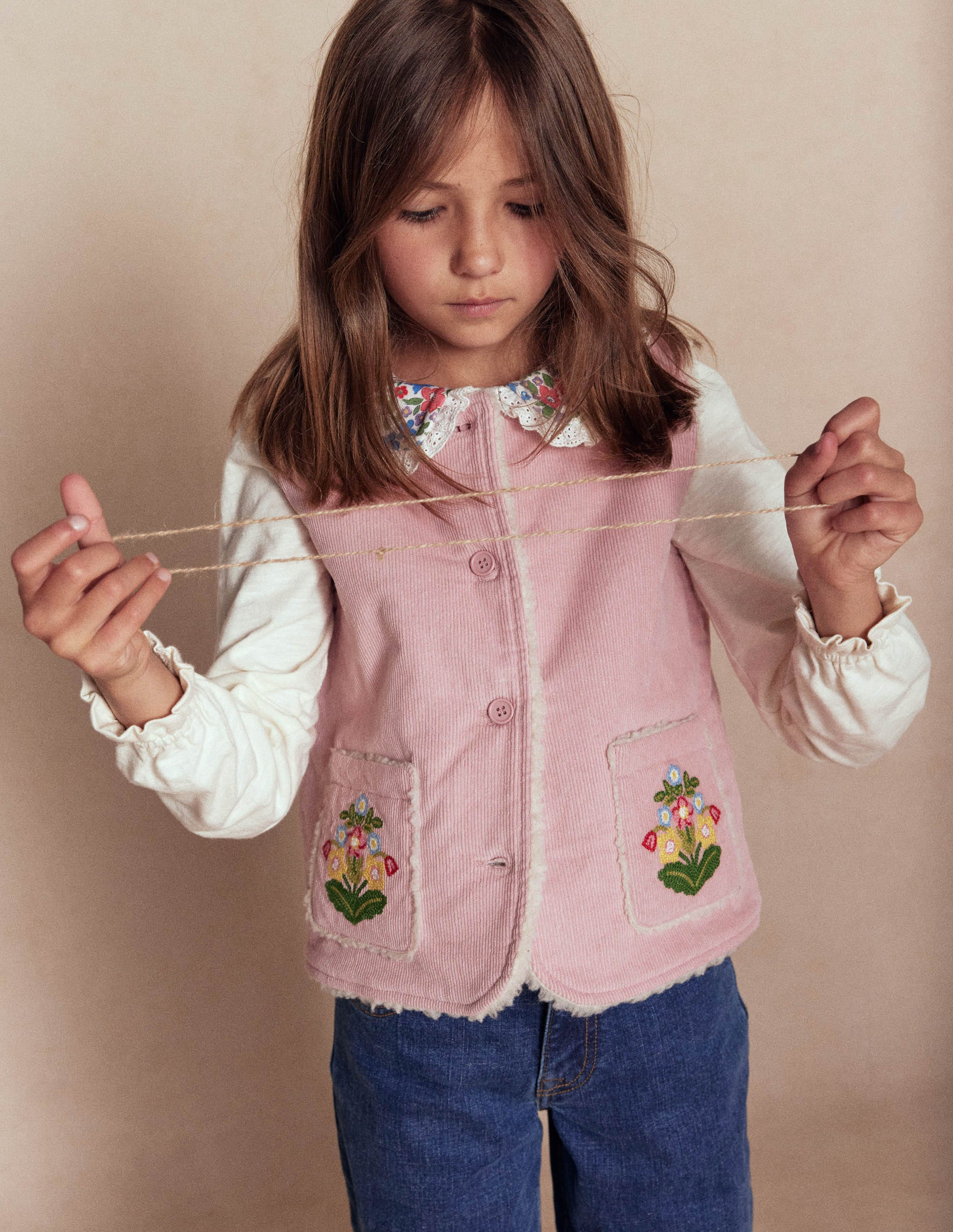 Embroidered Cord Gilet-Vintage Pink | Boden (US)