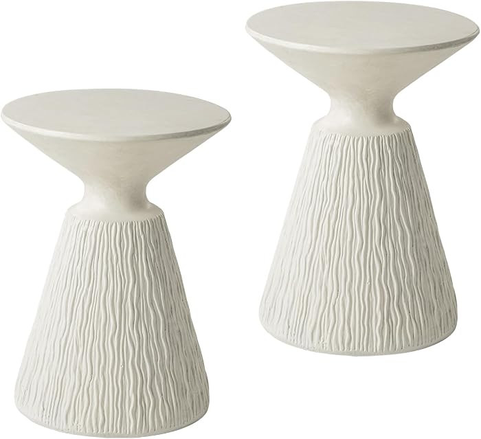 COSIEST Paquete de 2 mesas auxiliares para exteriores, con forma de hongo blanco | Amazon (US)