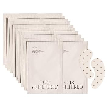 + Lux Unfiltered Cooling Under Eye Patches - Anti-Slip Caffeine Infused Korean Eye Mask - Reduces Puffiness, Brightens, & Hydrates Skin - Fragrance Free, Vegan, & Cruelty Free - 20 Pairs | Amazon (US)