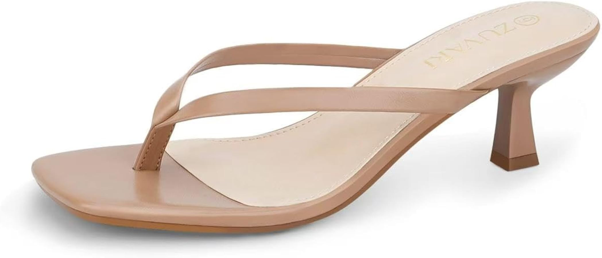Kitten Heels for Women, Square Toe Flip Flop Kitten Heel Sandals, 2.16 Inch Thong Heels, Slip-On ... | Amazon (US)