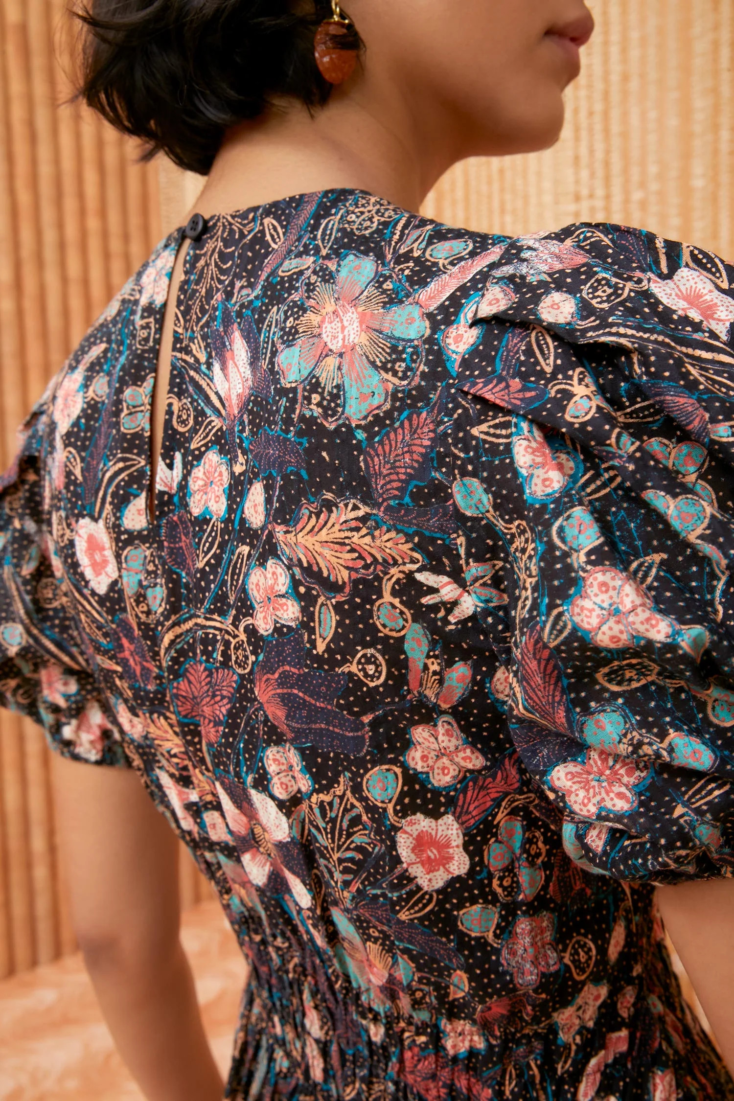 Black Floral Cotton Midi Dress | Ulla Johnson